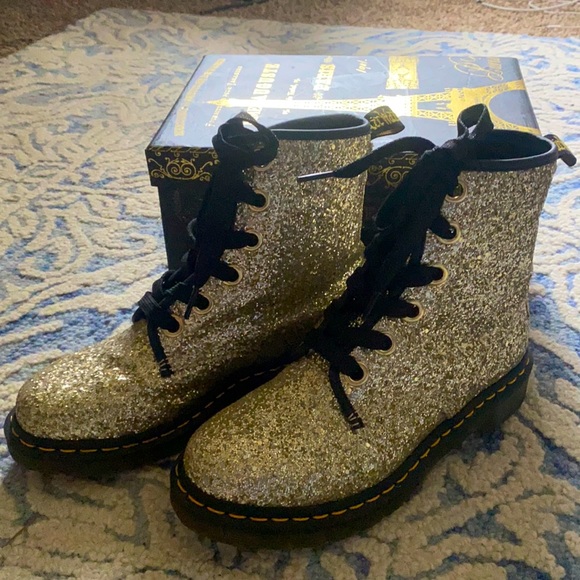 Dr. Martens Shoes - Gold Glitter Doc Martens